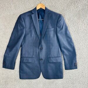 Michael Kors Blue Glen Plaid Blazer 36R Two Button Sport Coat Red Overcheck